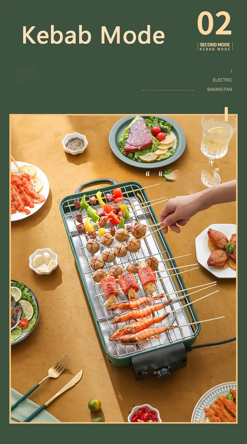220V 1350W Direct Electric Barbecue Plate Household Barbecue Rack Smokeless Barbecue Oven Barbecue String Korean Electric Oven 6