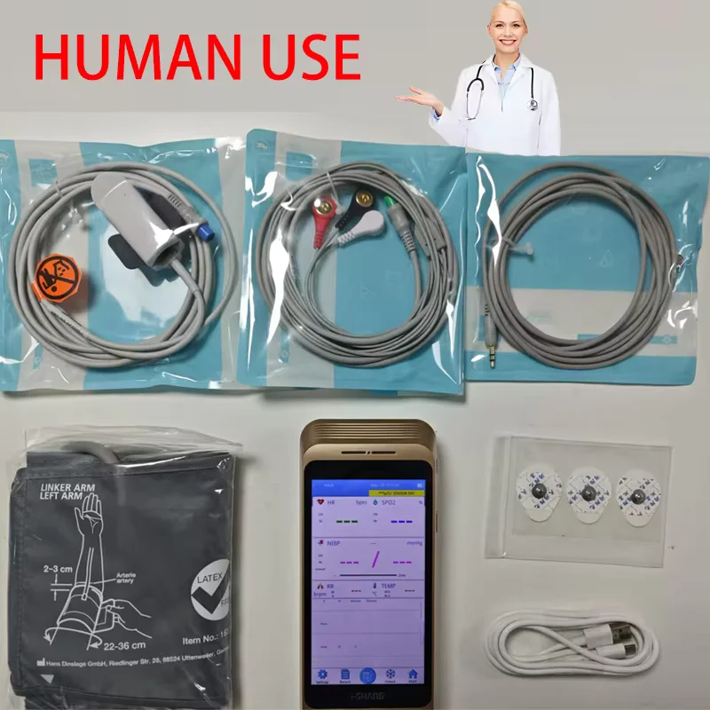 מסך מגע נייד בגודל 5.5 אינץ 'למטופלים, שימוש אנושי / חיות מחמד / תינוקות חדשים, מוניטור סימני חיוניים ב-6 פרמטרים