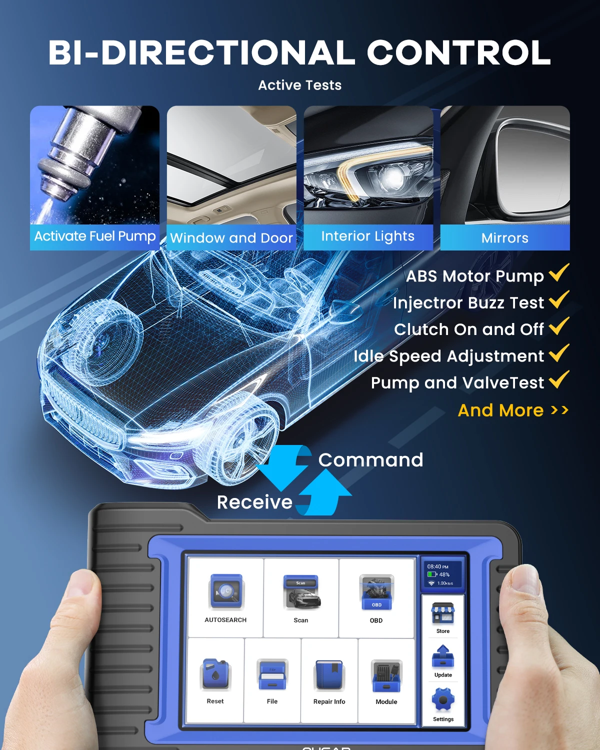 Scanner Diagnostico Auto VO7 OBD2 - Bidirezionale Con Codifica ECU, 28 Servizi Di Manutenzione - Foto 4