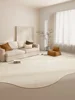 Irregular Cream Style Living Room Large Area Carpets Beige Abstract Texture Bedroom Carpet Creative Design White Line Rug Tapete 4