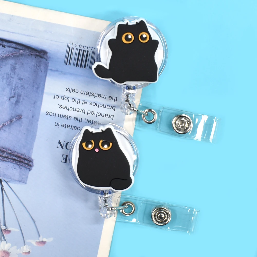 Black Cats Badge Reel Multi Funny Black Animal Pet Badge Reel Friends Dentist Office Use Business Card Holder Accessories 1PC badge holder retractable badge reel