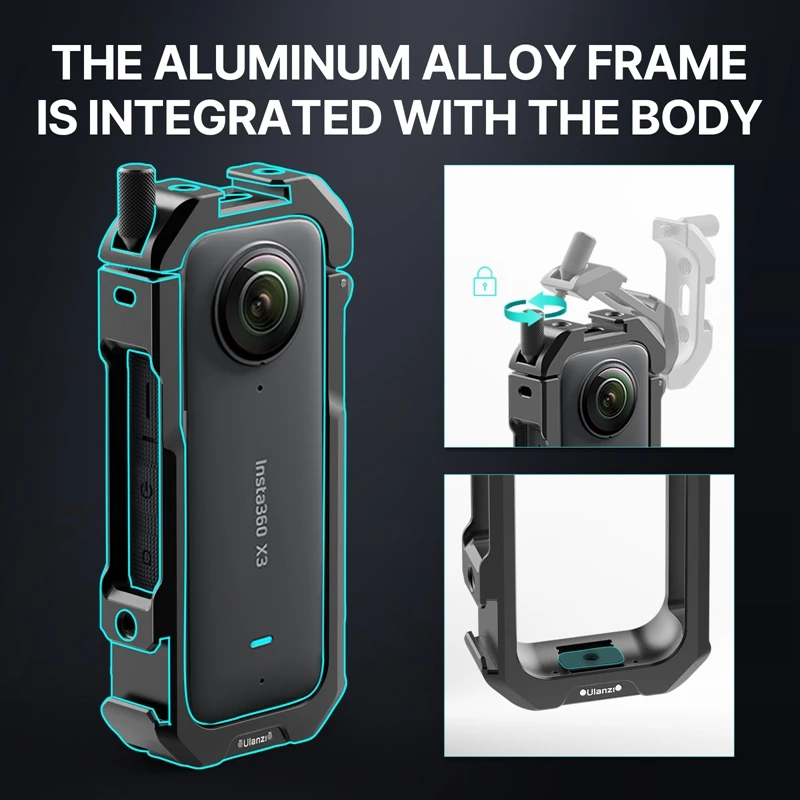 Ulanzi Insta360 X3 금속 보호 케이지 insta360 ONE X3 액세서리 용 콜드 슈 마운트가있는 파노라마 액션 카메라 케이스 조작