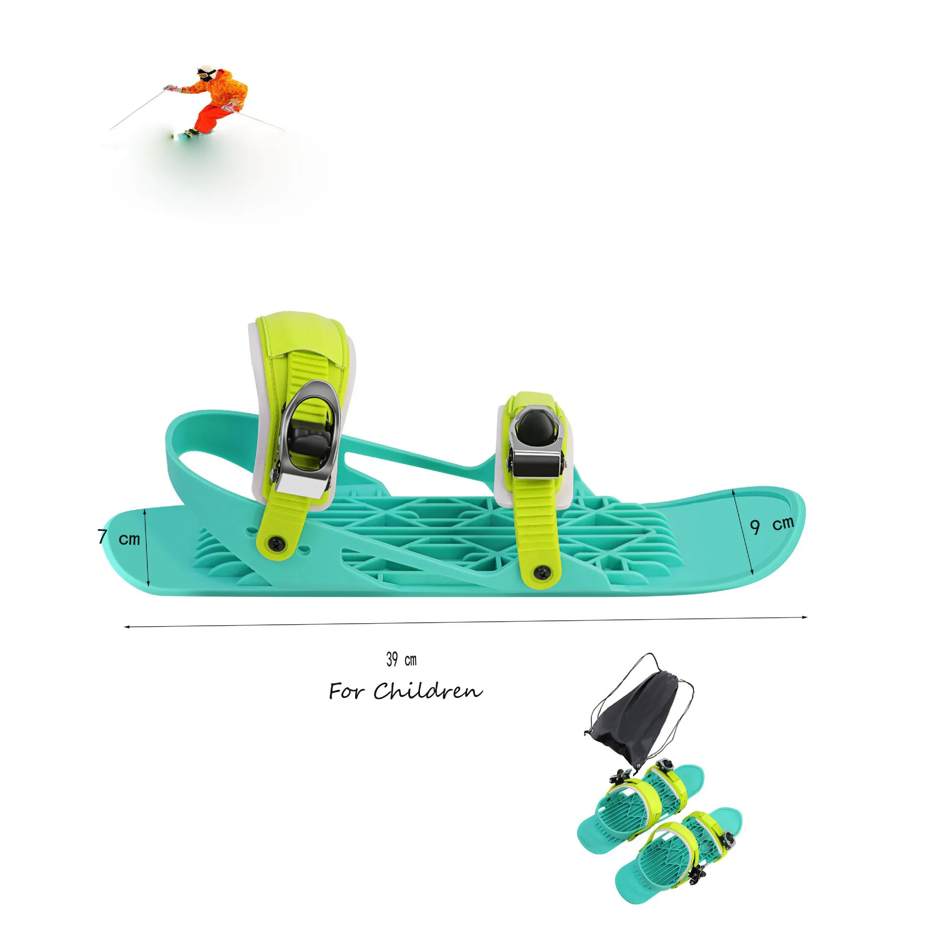Adult Kids Snowshoes Ski Skates Adjustable Strap Skis for Kids Ages 3-17 Cool Colorful Adult Outdoor Ski Sports Accessories