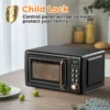Retro Microwave Oven, SIMOE 0.7 Cu Ft Small Microwave with Defrost, 5 Micro Power, 8 Auto-cooking Set & Child Lock, Compact Micr 3