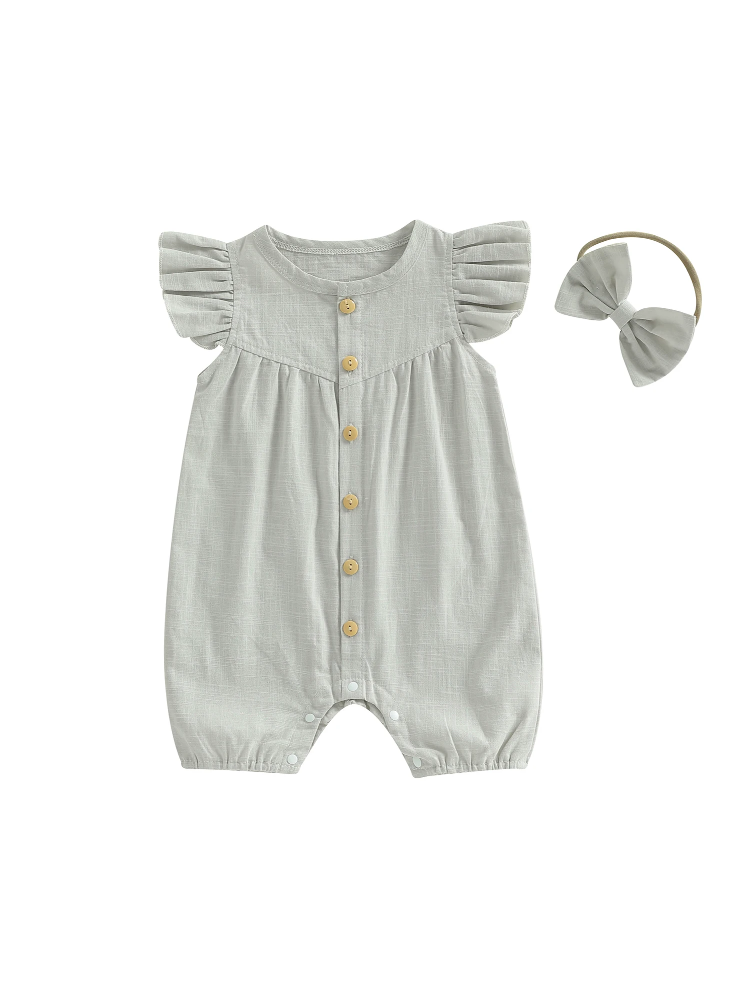 Adorable Toddler Floral Print Romper with Matching Bow Headband for a Stylish Summer Look - 2 Piece Set