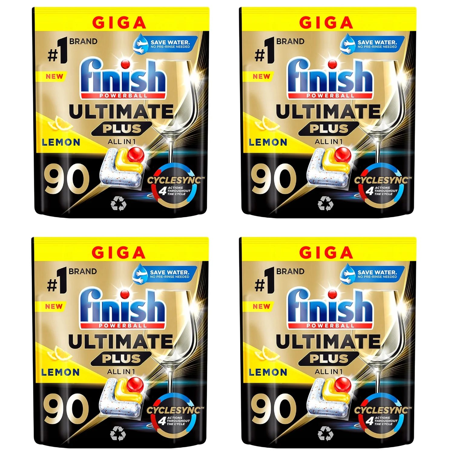 4x Kapsułki do zmywarki FINISH 90szt Ultimate Plus All in 1 Tabs Lemon z Polski za $54.56 / ~210zł