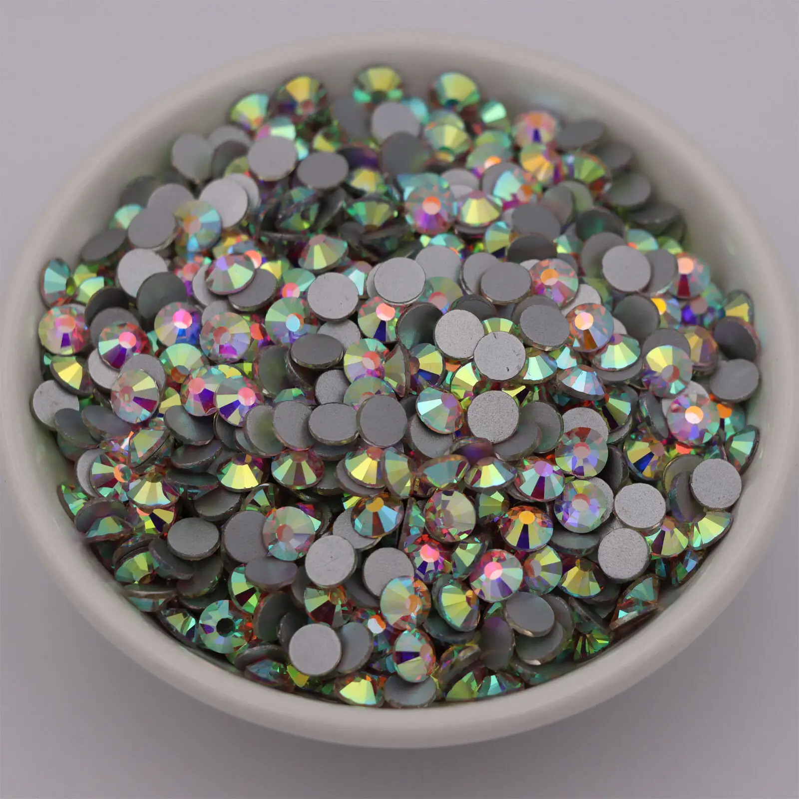

SS3-SS50 White AB Glue On Non Hotfix Rhinestones / Flat Back Crystals Stones For Garment 3D Nail Art