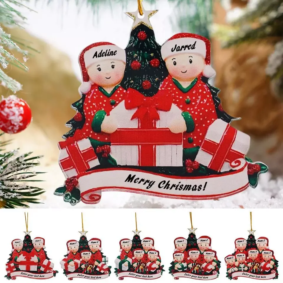 Christmas Decorations Personalised Family of 2-6 Christmas Ornament Peeking Family of 6 Bauble Customised Christmas Xmas Tree Decoration Ornament