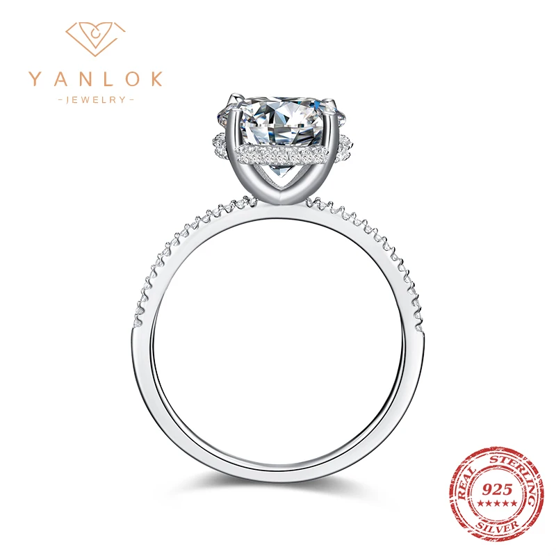 

YANLOK 925 Sterling Silver 5A Cubic Zirconia Ring for Women Luxury Wedding Engagement Statement Jewelry Accessory