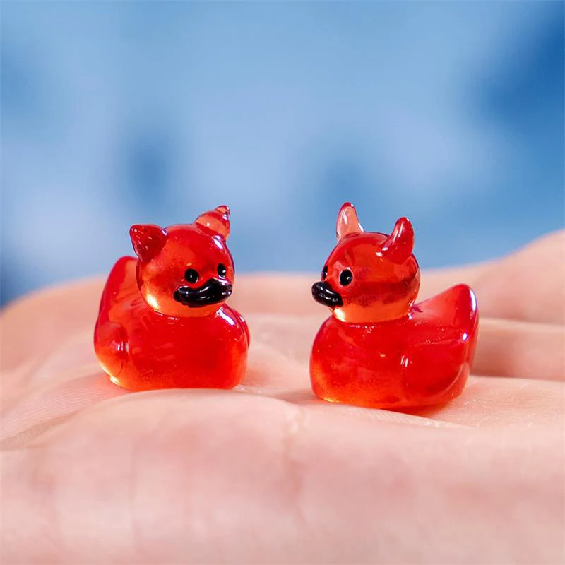 Mini Resin Halloween Devil Duck Luminous Ornament Micro Landscape DIY Crafts Car Home Glow-in-the-dark Decoration Gifts 3PCS/Bag ornament crafts miniature figurines resin ornaments miniature ornament resin crafts miniature duck figurines