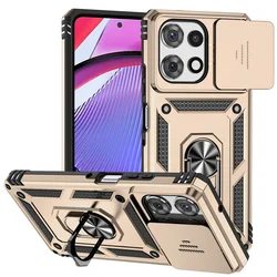 Rugged Military Armor Phone Case with Lens Protection and Stand Holder for Motorola G Power (2026) (Gold)