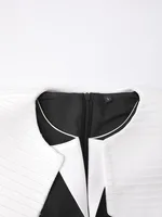 فستان سهرة نسائي بدون أكمام ، خطوط براقة ، ألوان متباينة ، ياقة ، خصر ، أنيق ، موضة جديدة ، ربيع ، أو ، 13DB3318 1