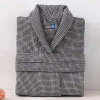 JFLEGAL Autumn and Winter Cotton Bathrobe Minimalist Plaid Men and Women Thickened 6-layer Gauze Towel Adult Absorbent Bathrobe 4