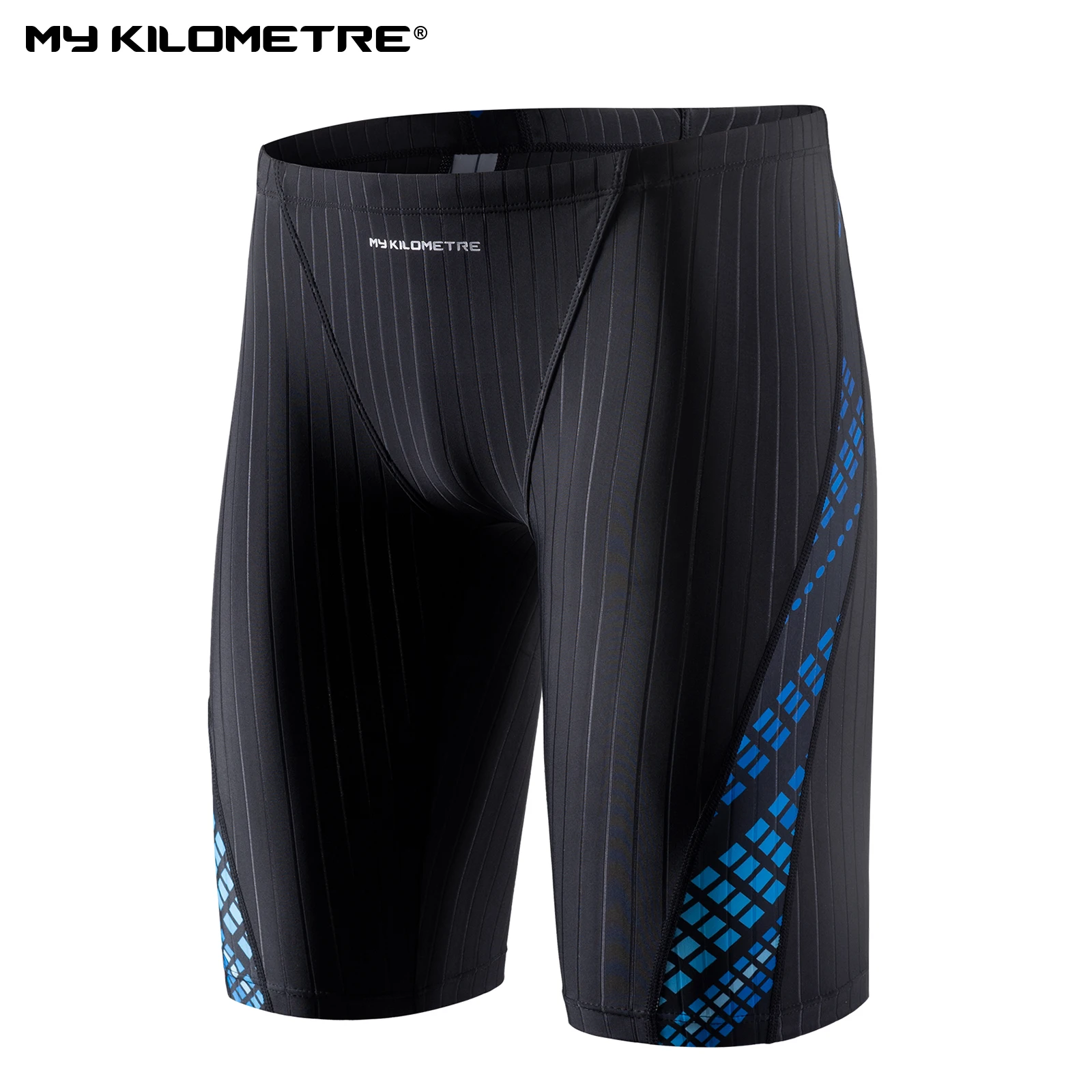 

MY KILOMETRE Men's Swim Jammers Athletic Competition Training Swimsuit Durable Chlorine Resistant Endurance Male Swimming Trunks