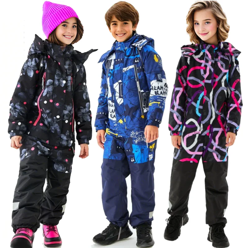 European single children's one-piece ski suit, boys and girls' one-piece ski suit, waterproof, windproof, warm outdoor adult