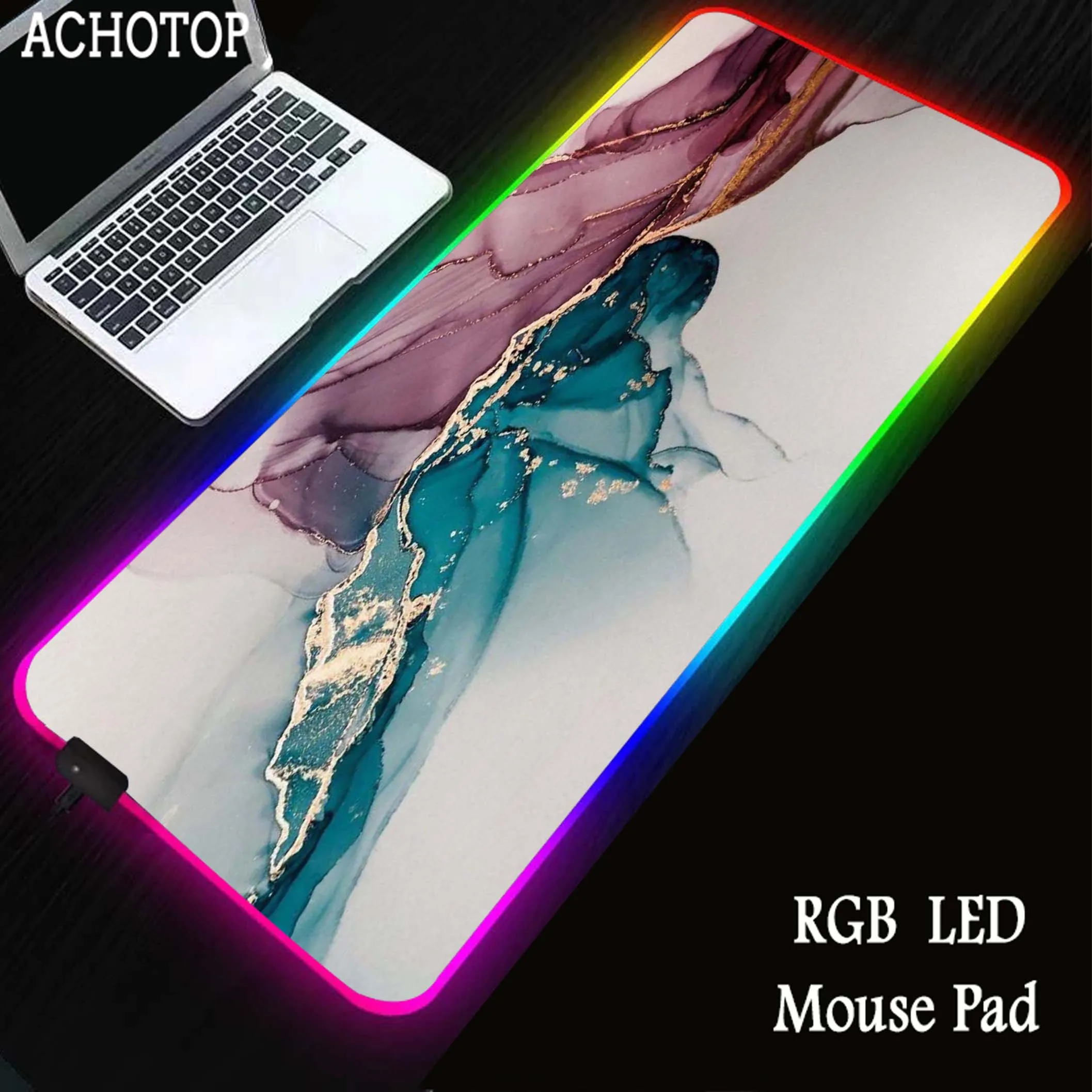 

Marble RGB Backlit Mouse Pad Game Mat Fashion Gamer Mousepad Gaming Table Carpet Gamer Computer Desk Mat Rubber Mouse Mat 90x40