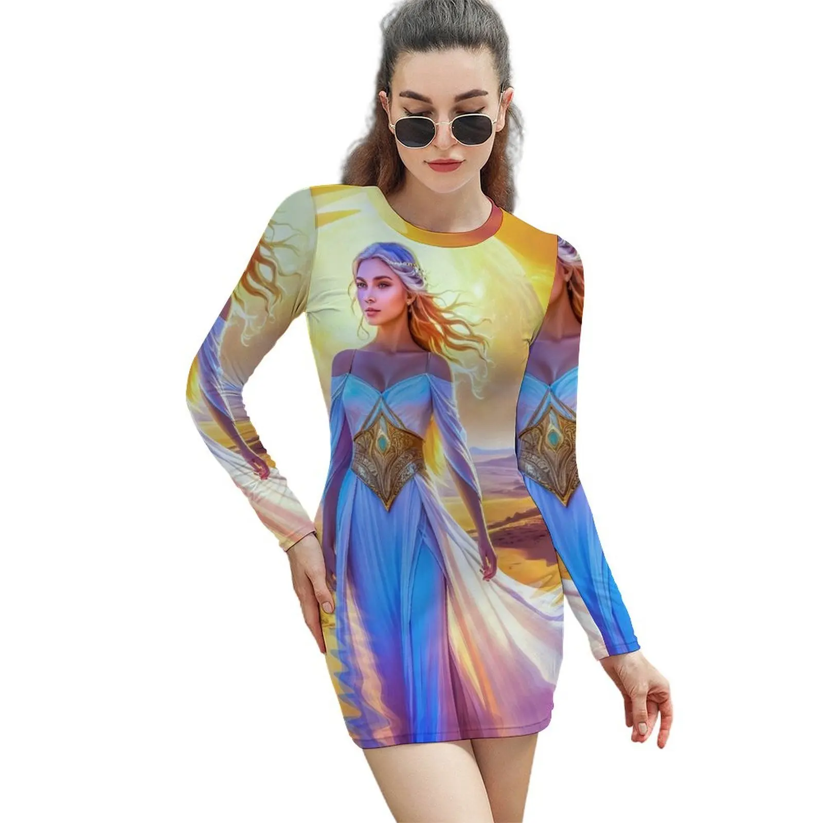 

PLEIADEN PORTAL Long-Sleeved Sheath Dress Clothing female dresses for woman elegant chic women dresses promotion