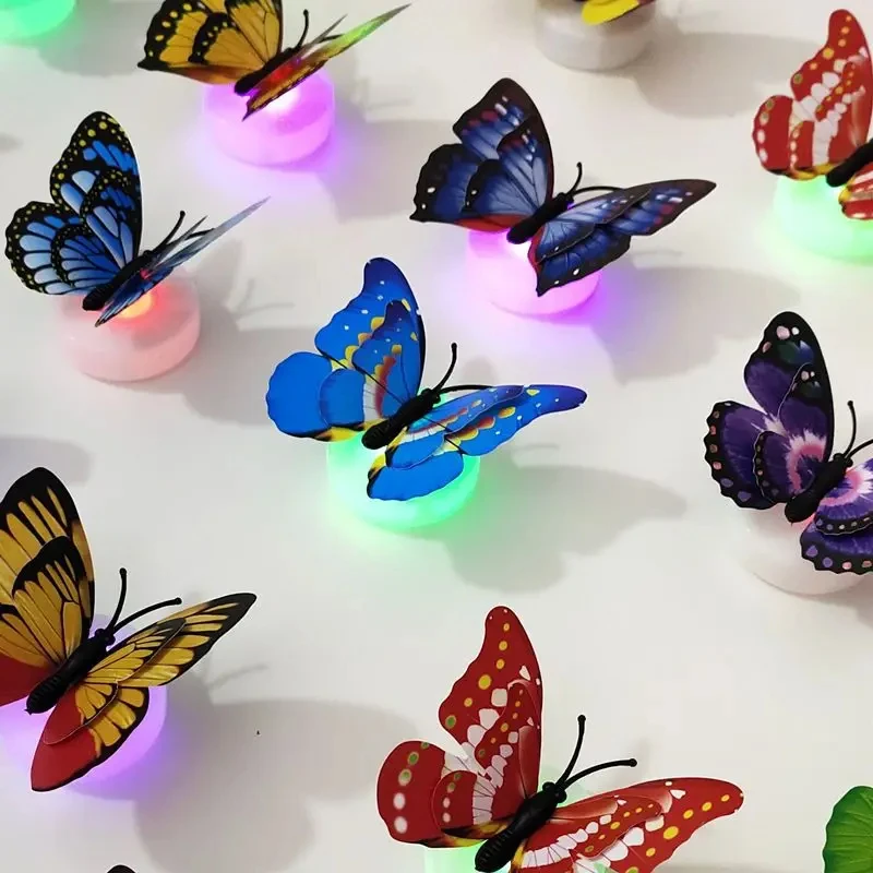 Ranpo Hot Butterfly Night Light Creative Funny Colorful Glowing Butterfly Light Stickable Diy LED House Decorative Wall Lights 2