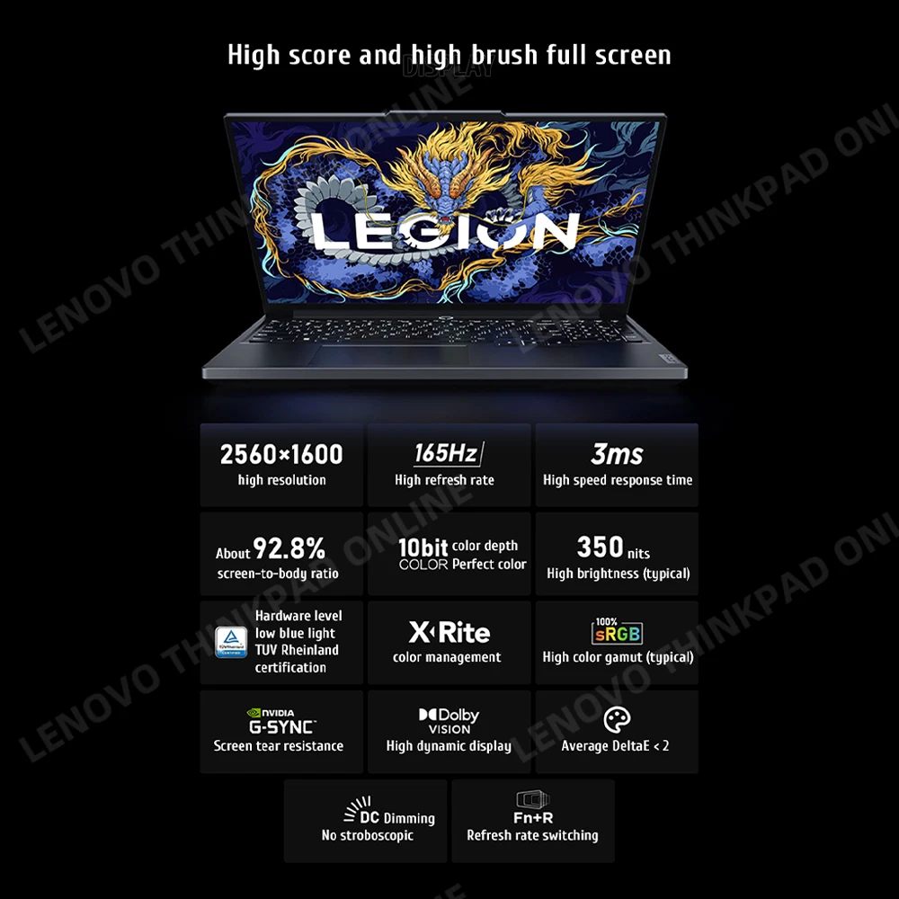 Lenovo LEGION Y7000P 2024 Ordinateur portable de jeu 14th Core i7-14650HX/ i7-14700HX foulant RTX 4050/4060 16 pouces 165Hz Écran Notebook PC 5