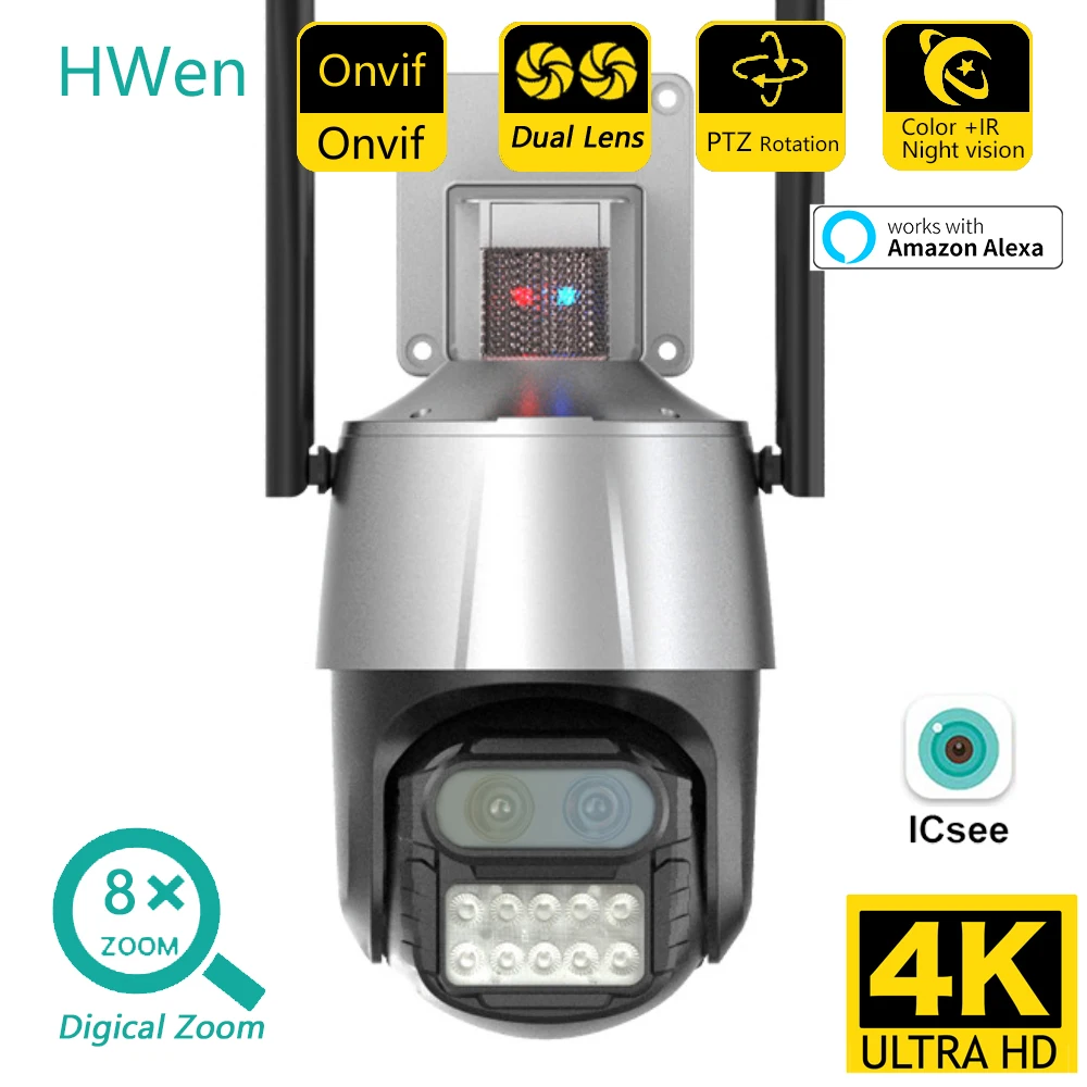 

IP-камера HWEN уличная беспроводная, 8 Мп, 4K, Wi-Fi