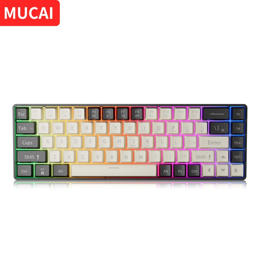 

Игровая Механическая USB клавиатура MUCAI MK680, 68 клавиш, красный переключатель, проводной съемный кабель, RGB подсветка, горячая распродажа