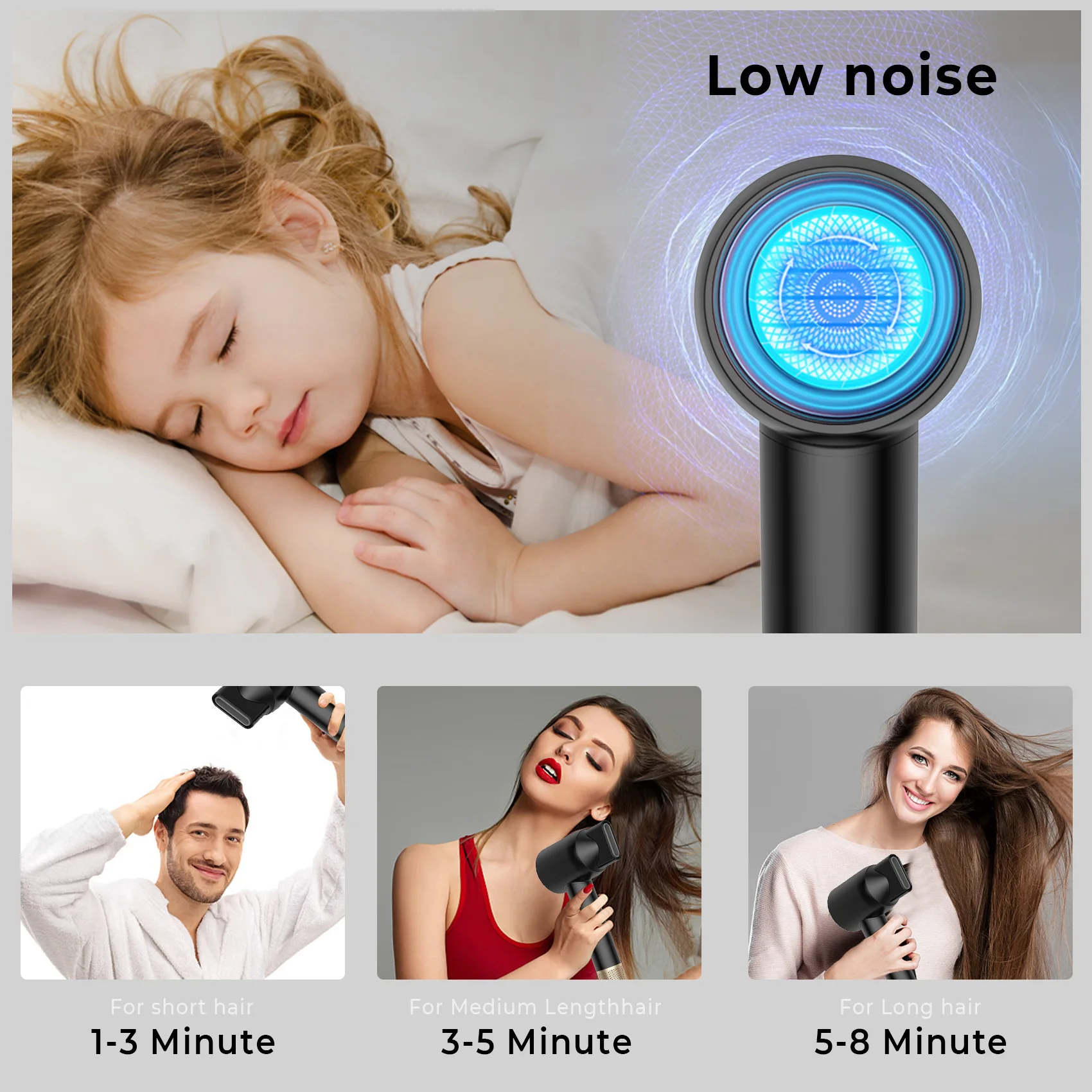 Digital Display Constant Temperature Hair Care Multi-speed Temperature Adjustment High Power Negative Ion High Speed Hair Dryer 5