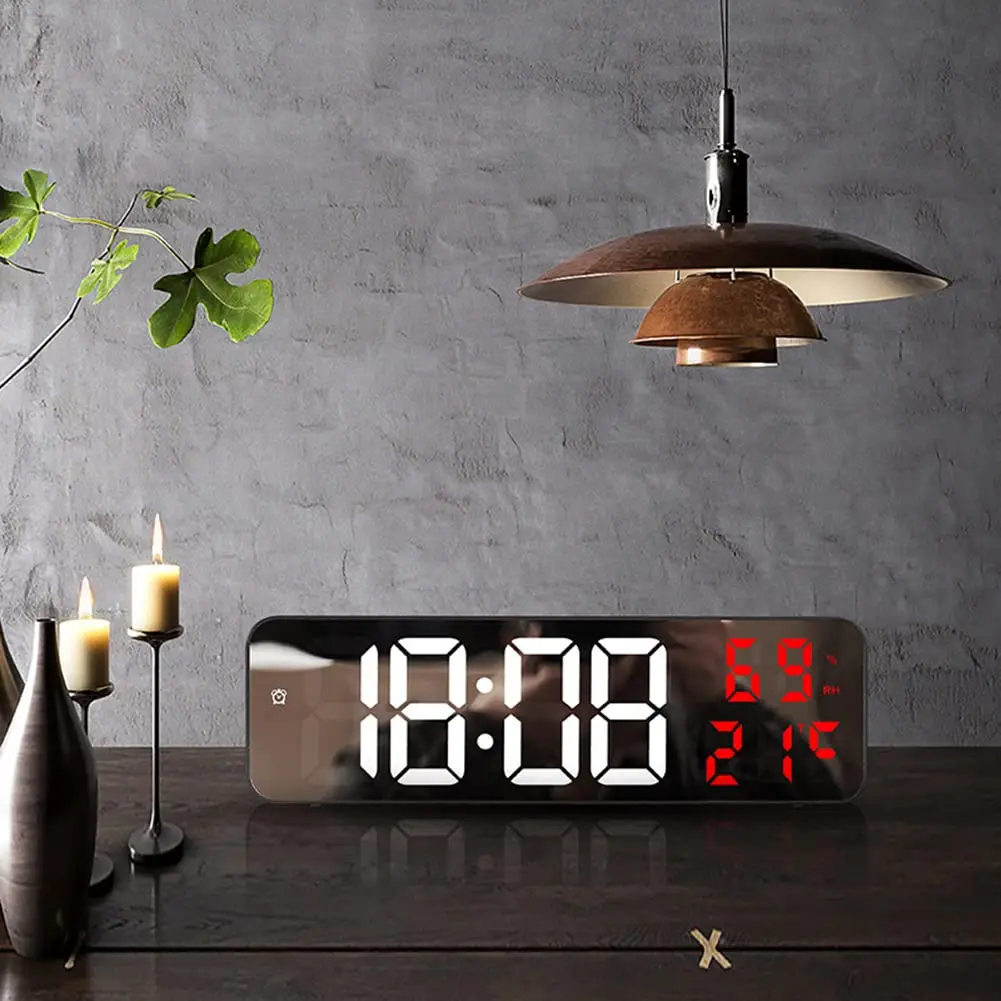 Led Digital Wall Clock Large Screen Wall-mounted Time Temperature Humidity Display Electronic Alarm Clock Home Decor wall clock digital wall clock
