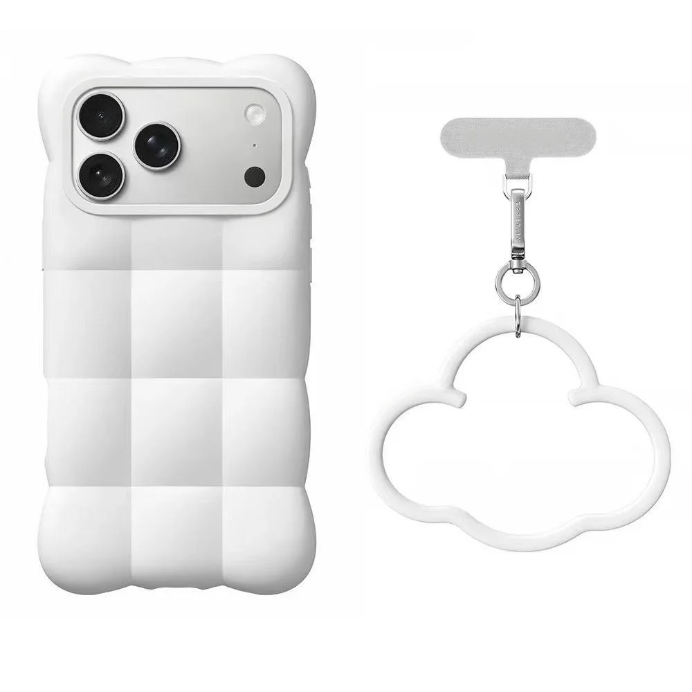 3D Cloud Puff Silicone Phone Case with Charm Accessories - Shockproof Soft Cover