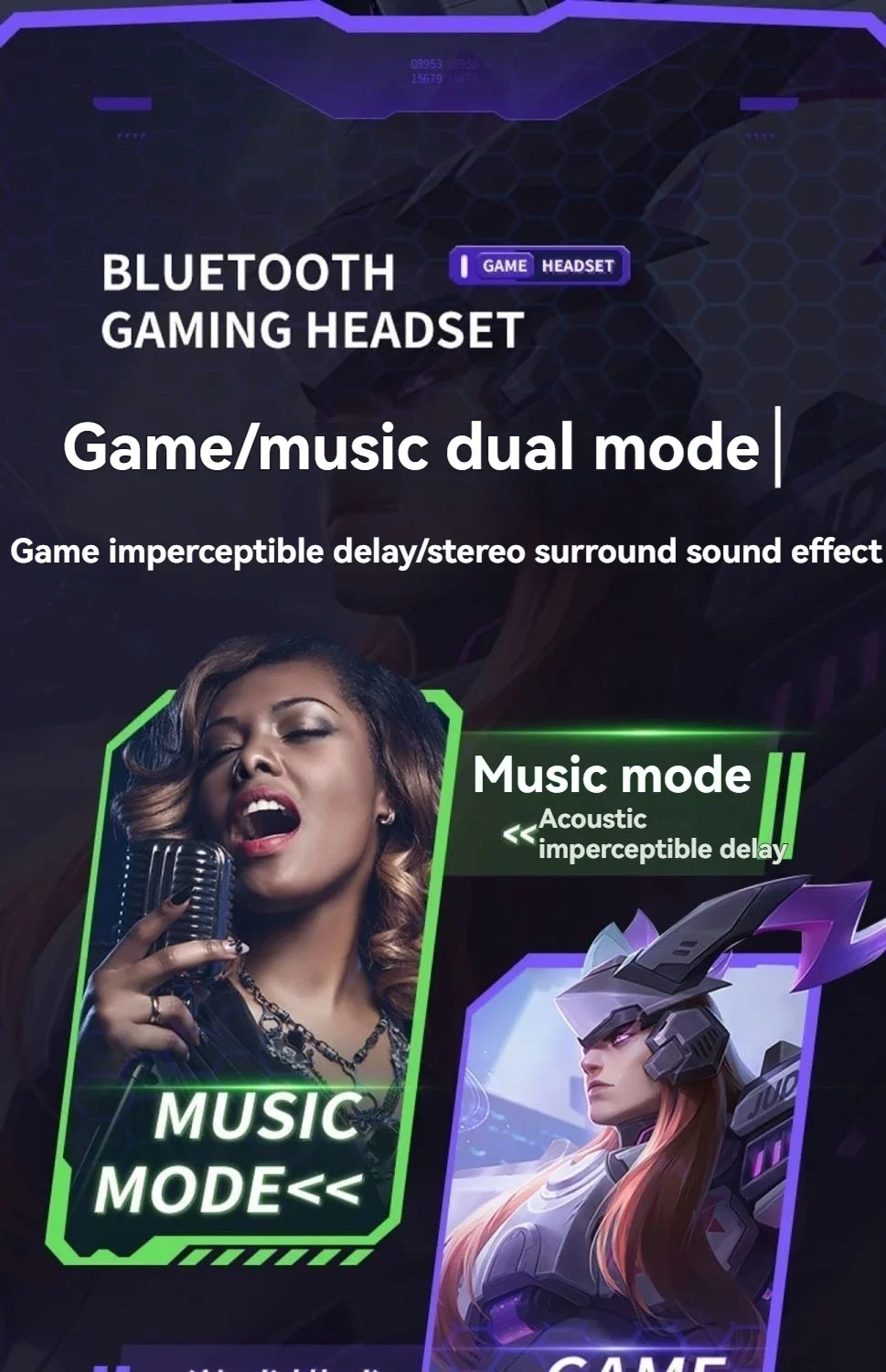 X15 tws gaming trådlösa bluetooth hörlurar med led display_voghion.com