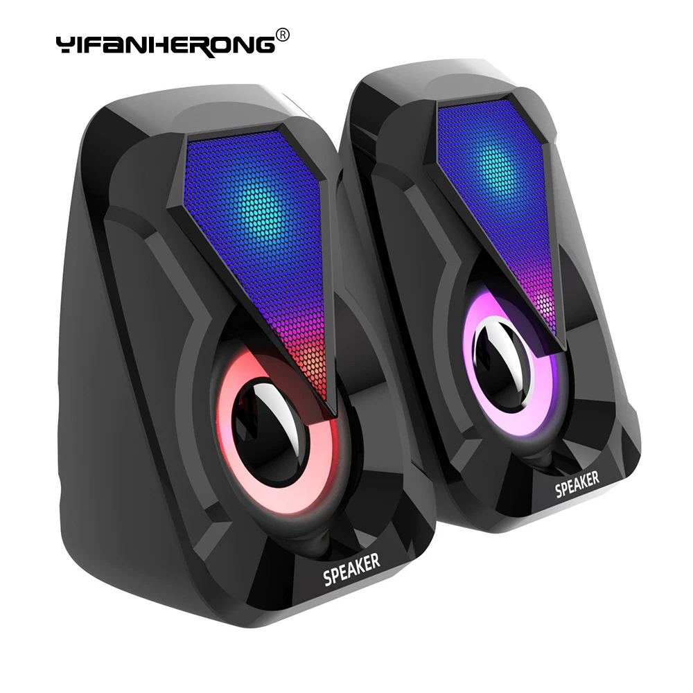 Computer Speakers USB Wired Subwoofer LED Light for Laptop Smartphones MP3 Player,desktop speakers