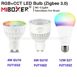 MiBoxer FUT103Z 4W FUT106Z 6W GU10 FUT105Z 12W E27 RGB+CCT LED Bulb Light Smart Spotlight Zigbee 3.0 + 2.4G RF Lamp AC 110V 220V