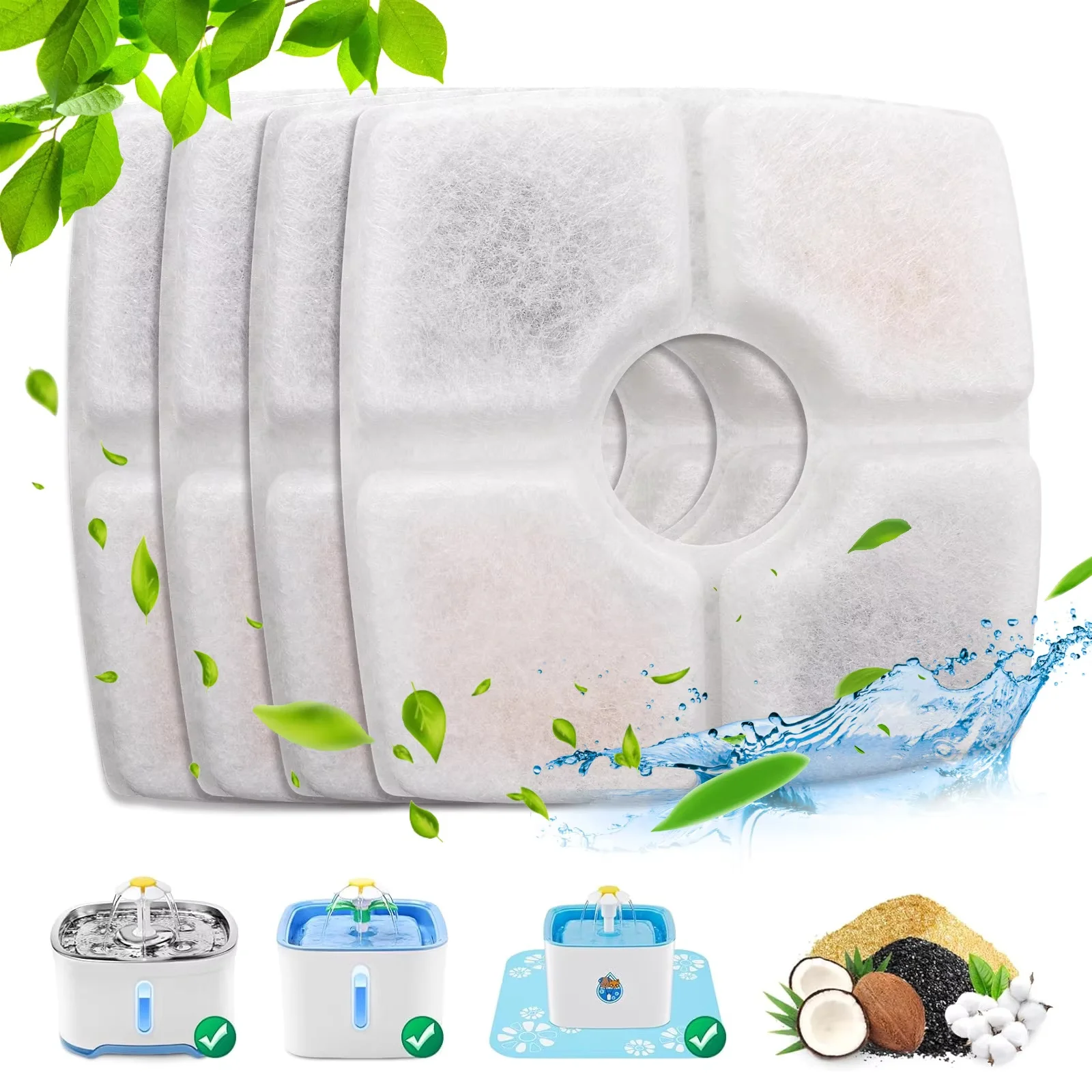 Pet Water Fountain Filter Replacement Pack - Enhanced Filtration for Automatic Water Dispensers