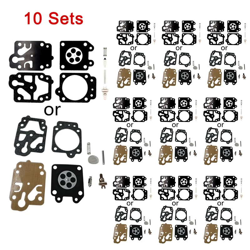 10Sets/1Set Carburetor Carb Rebuild Shadow Gasket Diaphragms Repair For 26cc 33cc 43cc 49cc 52cc Motorbike Dirt Pit Bike Durable