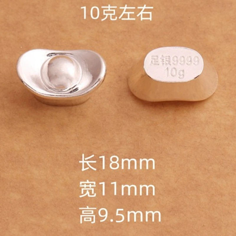 Real high Pure Solid Silver 9999 Solid YuanBao Shiny Surface 1.3g-20g good luck and rich gift