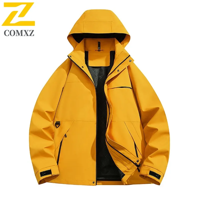 COMXZ Rainproof Coat Windproof Waterproof Casual Outdoor Climbing Work Biker Jacket Camping Breathable Plus Size Men's Outerwear