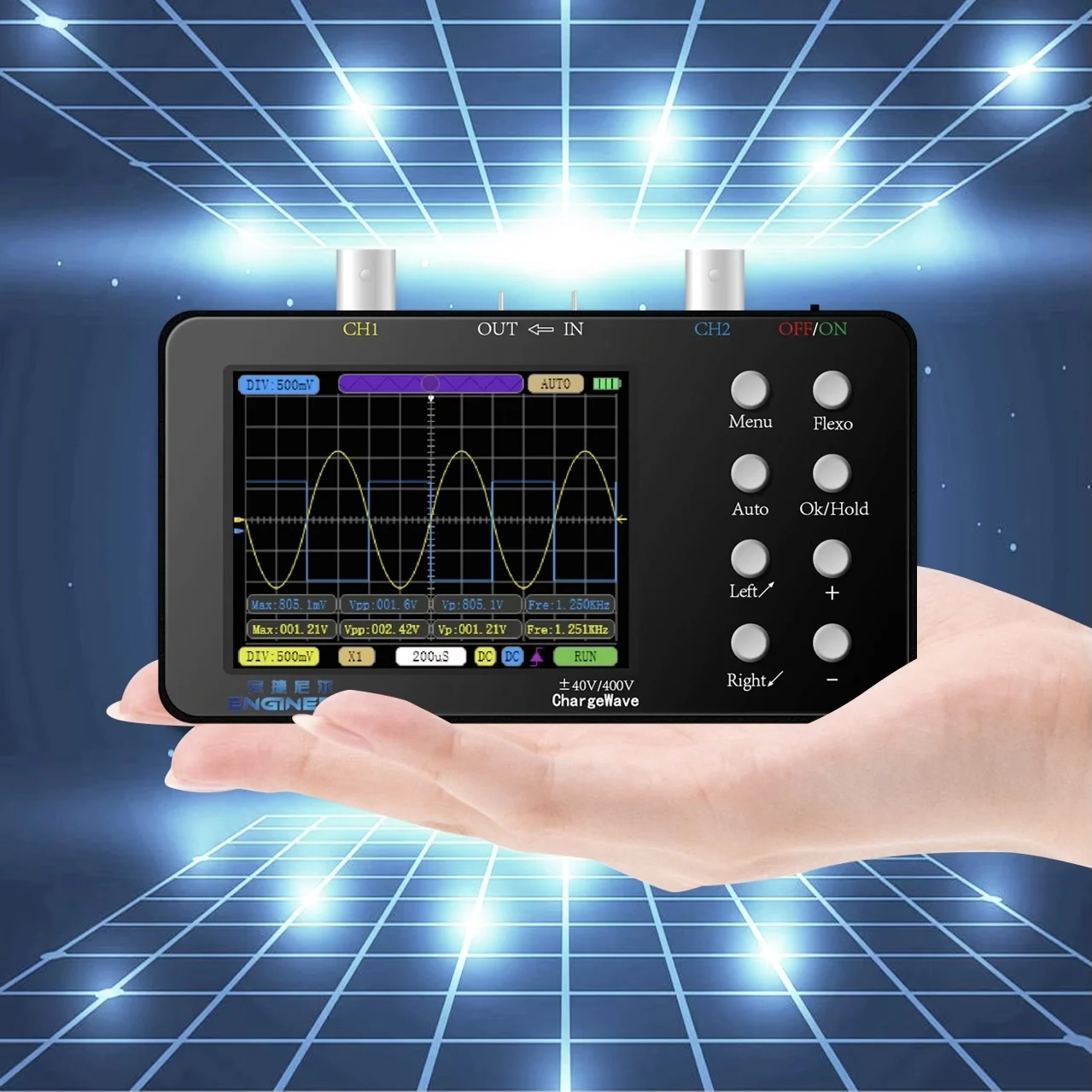 Dual Channels Digital Oscilloscope 50M Sampling Rate 10Mhz Analogue Bandwidth Lissajous Patterns 6A Current Waveform Measurement digital oscilloscope