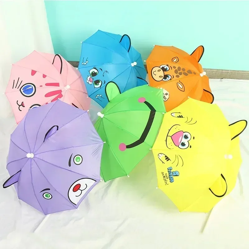 Kids Umbrella 3D Ear Shape Children's Umbrella 8Colors Cute Cartoon Children's Umbrella Animated Creative Long Handle