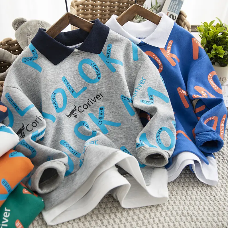 Toddler Baby hoodie Girls Fashion Sweatshirts Kids Boys Long Sleeve Cartoon Tees Children Letter Print Cute Print Outerwear