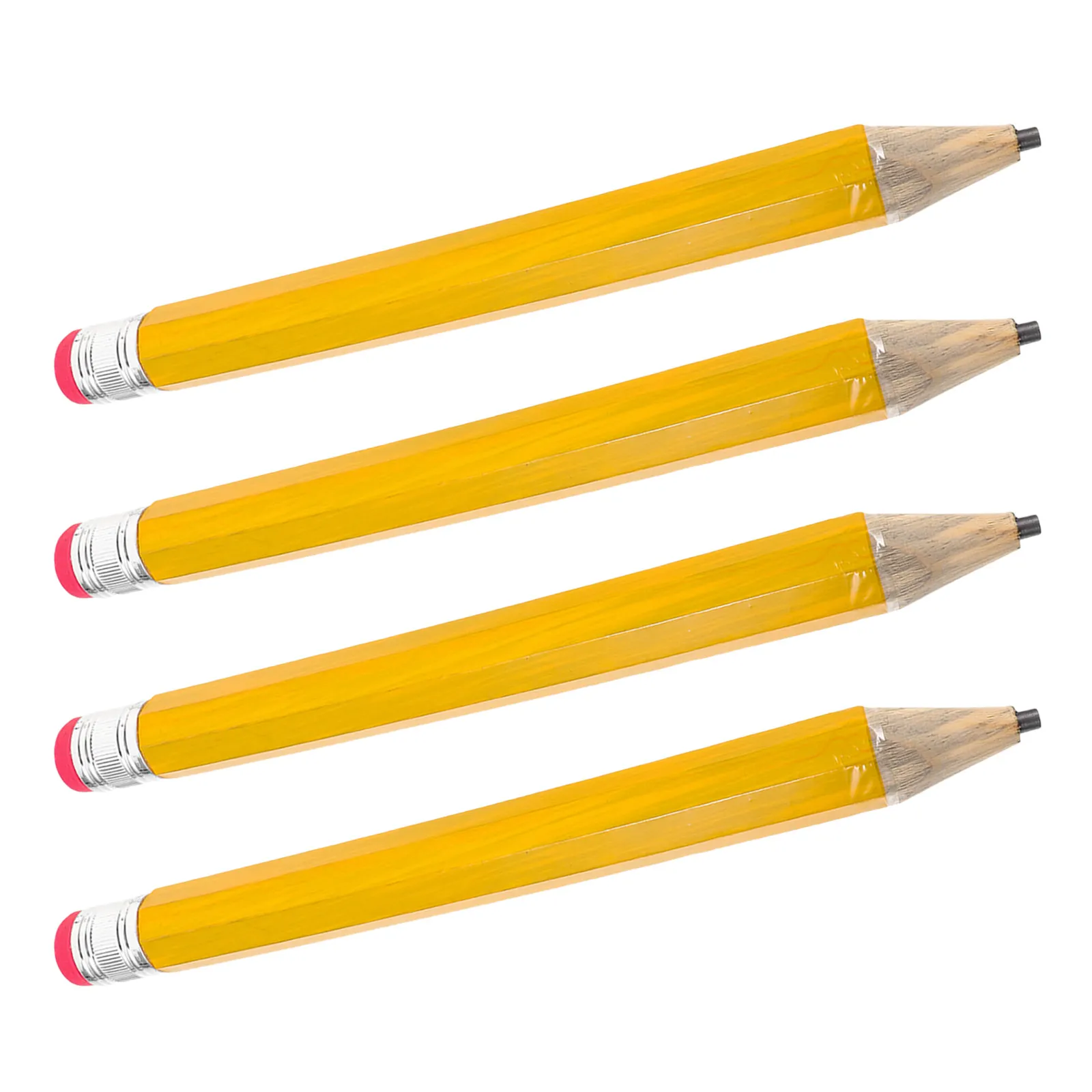 4Pcs 자이언트 우드 점보 옐로우 컬러 연필 대형 드로잉 용품 생일 파티 호의품 교실 용품 아티스트 소품