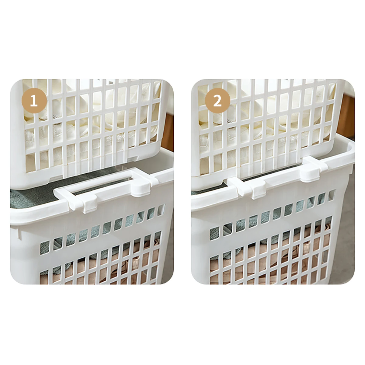 WORTHBUY Bath Basket Plastic Storage Basket Large Capacity Shower Bathroom Storage Organizer Stackable Laundry Hamper