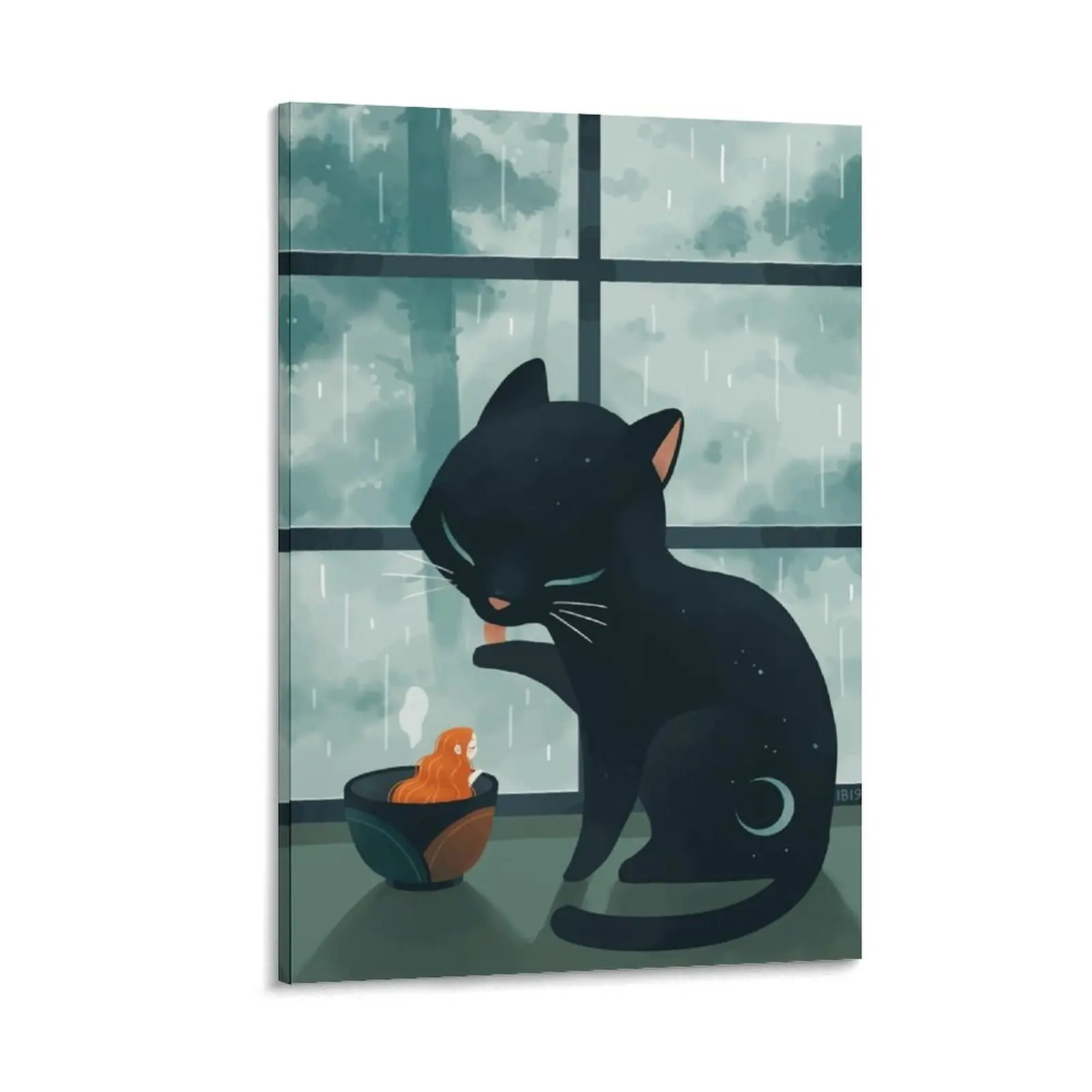 

Cat and the rain Canvas Painting decoration aesthetic poster anime