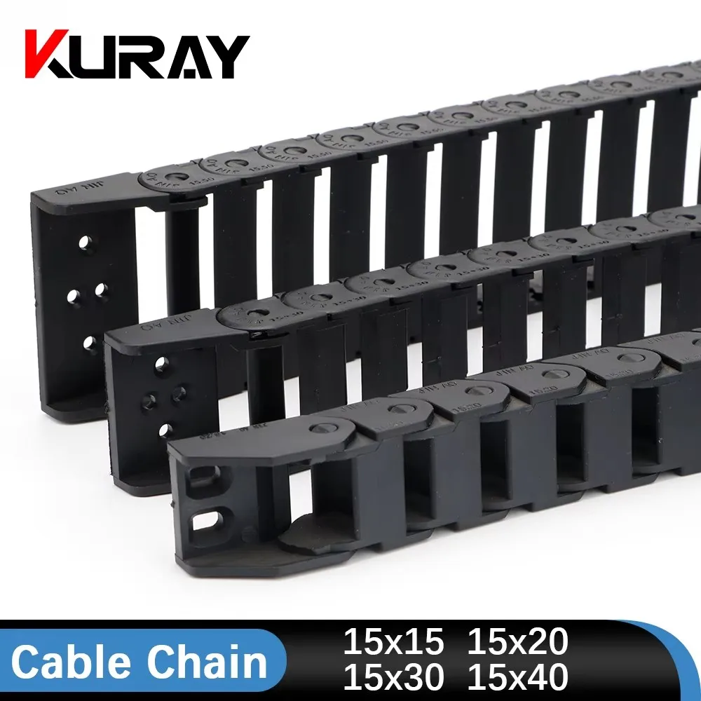 Kuray Cable Chain 15*15 15*20 15*30 15*40 15*50mm Semi-Enclosed Interior Opening Wire Transmission Carrier Plastic Drag Towline