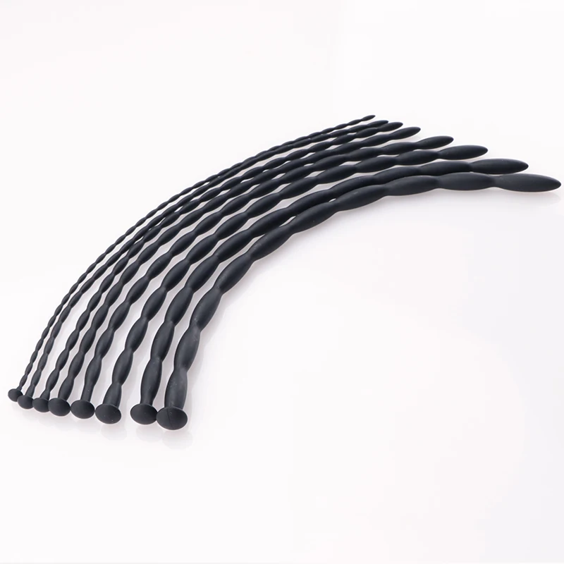 Penis Sex Toys 8Pcs/Set Silicone Chastity Holy Urethral Sound Beads Hollow Urethral Plug Probe Urinary Dilator Urethra Masturbation Rod 10mm
