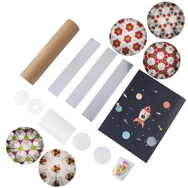 DIY Rotating Kaleidoscope Kits Science Experiment Educational Kids Craft Brain Hands-Eyes Cooperation Toys for Children Gift Toy