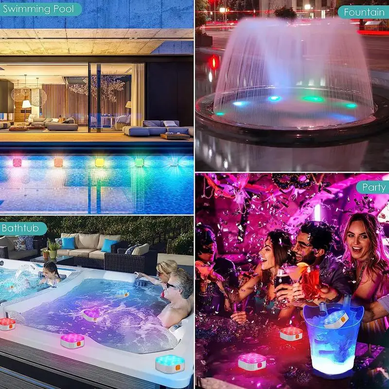 2pcs LEDs Submersible Light with Remote Control Rechargeable Underwater Night Lamp for Pool Vase Bowl Wedding Party Decorations 2pcs set red envelope fireworks peacock hollow out colorful hongbao birthday party new year supplies decorations kids gifts