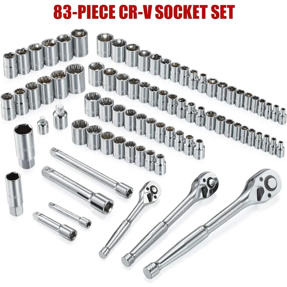 for 438-Piece Mechanics Tool Set with 3-Drawer Heavy Duty Metal Box Repair Tool Kit 3