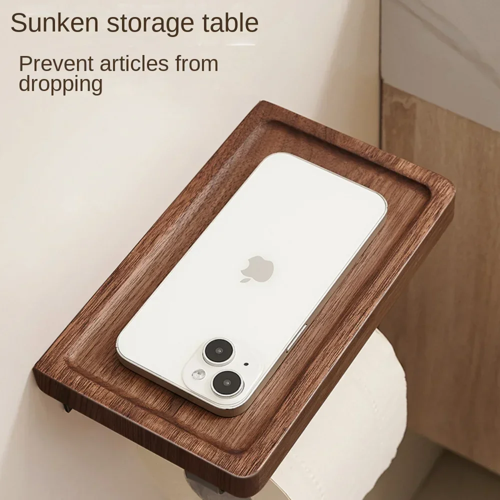 Wall Mounted Toilet Roll Holder，Bathroom Bedroom Paper Towel Holder，wood bathroom storage shelf bathroom decoration accessories 4