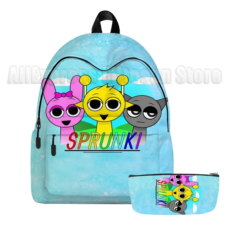 2pcs Sprunki School Backpack for Girls Incredibox Cute School Bags Waterproof Bookbag Teens College Student Travel Shoulder Bag - Image 2
