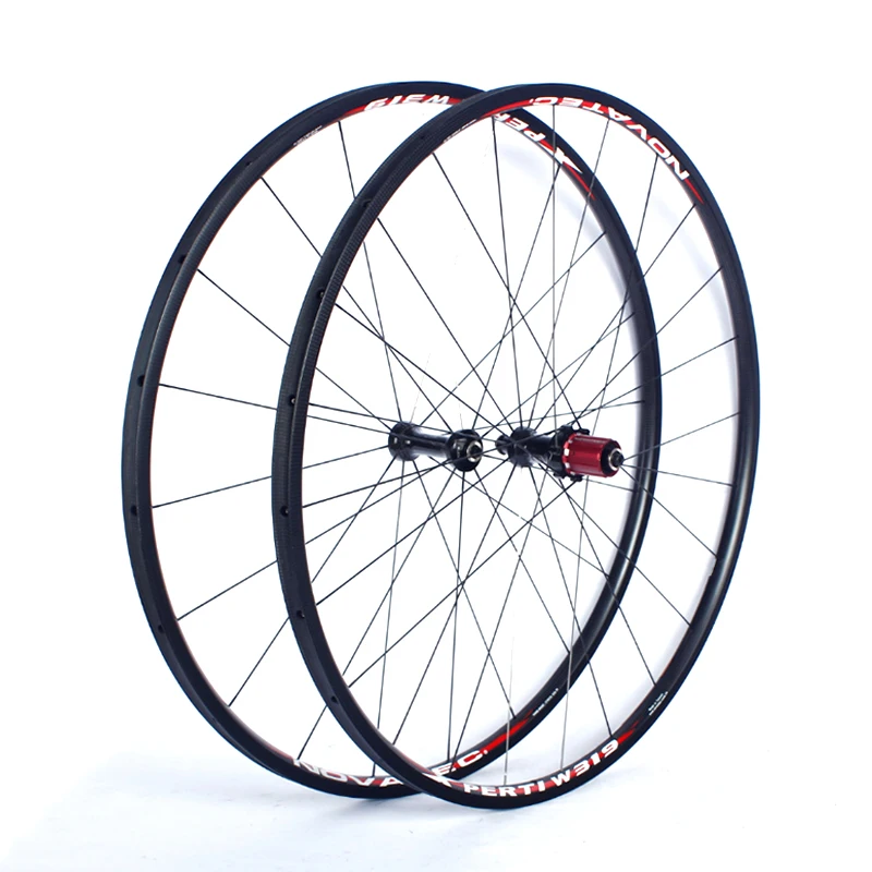 Novatec Road bike Wheelset 700C Bicycle parts Carbon fiber tubular tyres 4 Bearings 7-11speed V brake QR Bicycle carbon Wheels