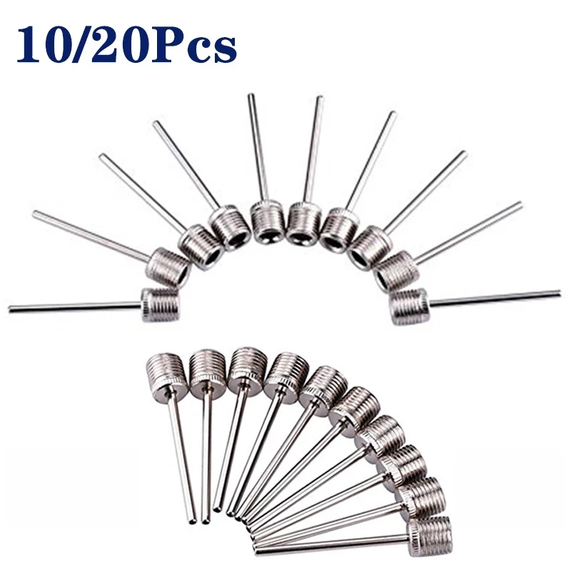 Sport Ball Inflating Pump Needle 5/10/20pcs For Football Basketball Soccer Inflatable Air Valve Adaptor Stainless Steel Pump Pin ball inflating needle